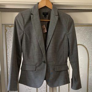 Ann Taylor Factory Classic Petite Gray One-Button Blazer, Size 6P